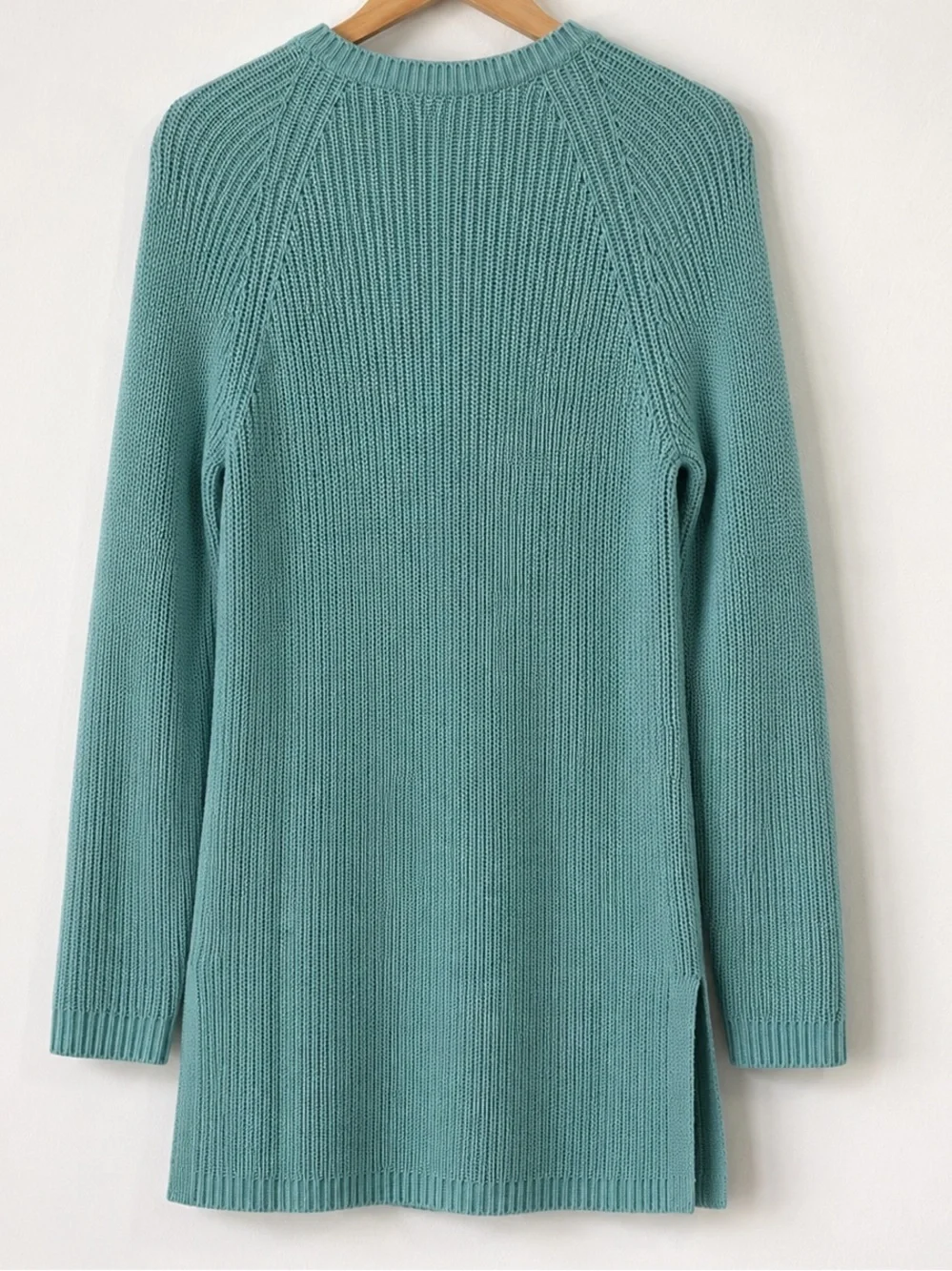 J. Jill Women’s Sweater Tunic Dress Medium Aqua Blue Cotton Blend Knit Pullover